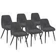 ID MARKET - Lot de 6 chaises THALYA en velours gris foncé avec accoudoirs - vignette