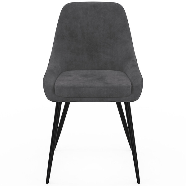 ID MARKET - Lot de 6 chaises THALYA en velours gris foncé avec accoudoirs - large