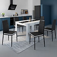 ID MARKET - Lot de 6 chaises ROMANE noires bandeau blanc pour salle à manger - vignette