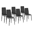 ID MARKET - Lot de 6 chaises ROMANE noires bandeau blanc pour salle à manger - vignette
