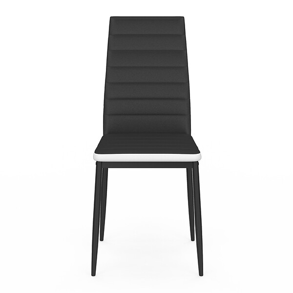 ID MARKET - Lot de 6 chaises ROMANE noires bandeau blanc pour salle à manger - large