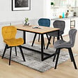 ID MARKET - Lot de 4 chaises ROBINE en velours mix color bleu, gris foncé, gris clair et jaune - vignette