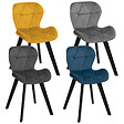 ID MARKET - Lot de 4 chaises ROBINE en velours mix color bleu, gris foncé, gris clair et jaune - vignette
