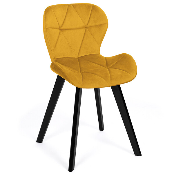 ID MARKET - Lot de 4 chaises ROBINE en velours mix color bleu, gris foncé, gris clair et jaune - large