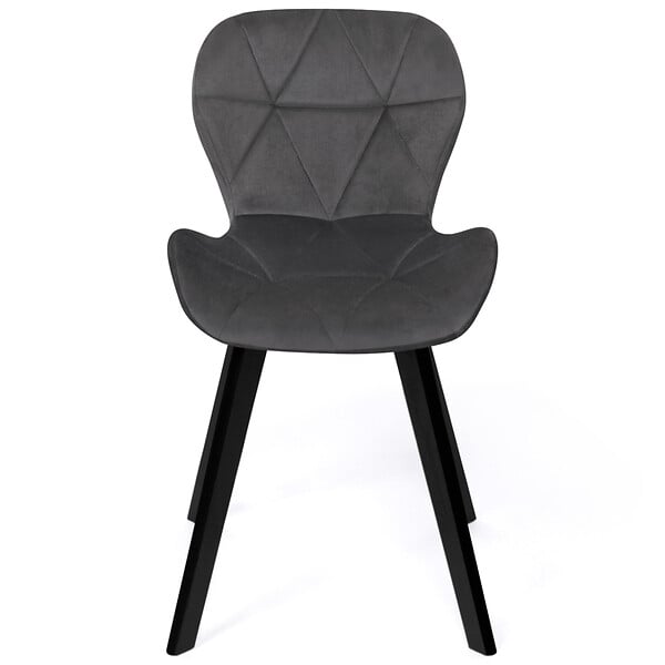 ID MARKET - Lot de 4 chaises ROBINE en velours mix color bleu, gris foncé, gris clair et jaune - large