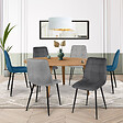 ID MARKET - Lot de 6 chaises MILA en velours mix color bleu x2, gris foncé x2, gris clair x2 - vignette