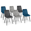ID MARKET - Lot de 6 chaises MILA en velours mix color bleu x2, gris foncé x2, gris clair x2 - vignette