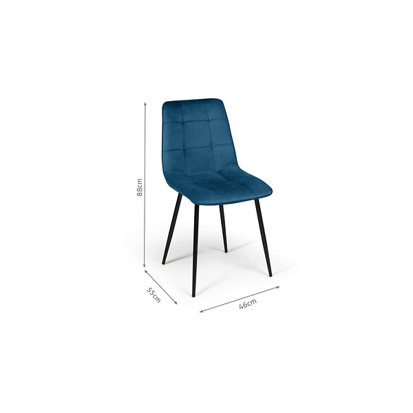 ID MARKET - Lot de 6 chaises MILA en velours mix color bleu x2, gris foncé x2, gris clair x2 - large