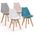 ID MARKET - Lot de 4 chaises scandinaves SARA mix color pastel rose, blanc, gris clair, bleu - vignette