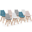 ID MARKET - Lot de 8 chaises scandinaves SARA mix color pastel rose x2, blanc x2, gris clair x2, bleu x2 - vignette