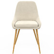 ID MARKET - Lot de 4 chaises THALYA en velours beige et pieds effet bois avec accoudoirs - vignette
