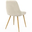 ID MARKET - Lot de 4 chaises THALYA en velours beige et pieds effet bois avec accoudoirs - vignette