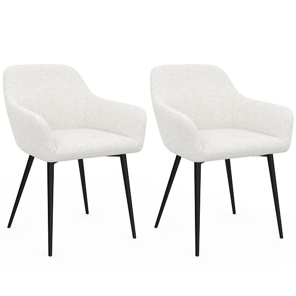 ID MARKET - Lot de 2 chaises de salle à manger, fauteuils de table SHELIA en tissu bouclette - large