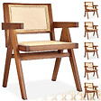 TECTAKE - Lot 6 chaises de salle à manger cannage viennois boho chêne foncé - vignette