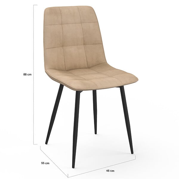 ID MARKET - Lot de 6 chaises MILA en velours taupe pour salle à manger - large