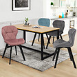 ID MARKET - Lot de 4 chaises ROBINE en velours mix color pastel bleu, gris clair, gris foncé, rose - vignette