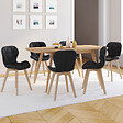 ID MARKET - Lot de 6 chaises ROBINE en PU noires pour salle à manger - vignette