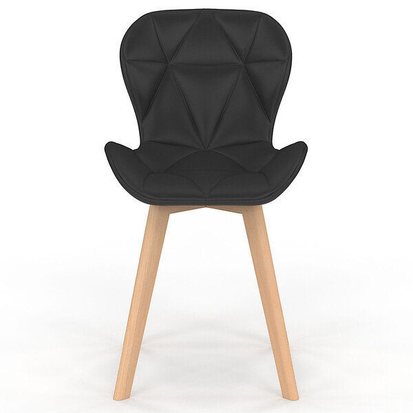 ID MARKET - Lot de 6 chaises ROBINE en PU noires pour salle à manger - large