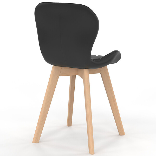 ID MARKET - Lot de 6 chaises ROBINE en PU noires pour salle à manger - large
