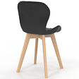 ID MARKET - Lot de 6 chaises ROBINE en PU noires pour salle à manger - vignette