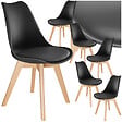 TECTAKE - Lot 6 chaises salle à manger style scandinave forme ergonomique noir - vignette