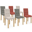 ID MARKET - Lot de 6 chaises POLGA capitonnées mix color gris, terracotta et beige - vignette