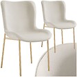 TECTAKE - 2 chaises rembourrées en velours forme ergonomique blanc/doré - vignette