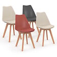 ID MARKET - Lot de 4 chaises scandinaves SARA mix color gris foncé, terracotta, beige x2 - vignette
