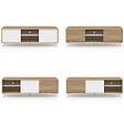 ID MARKET - Meuble TV 140 cm EASY montage sans outils 2 portes coulissantes réversibles effet bois et blanc - vignette