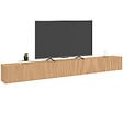 ID MARKET - Meuble TV 270 cm suspendu JULIETTE 3 portes lattes tasseau bois coloris chêne - vignette