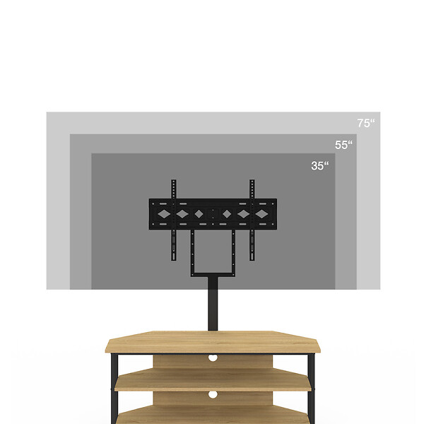 ID MARKET - Meuble TV 100 cm d'angle DETROIT avec étagères et support TV réglable de 32 à 70 pouces design industriel - large