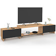 ID MARKET - Meuble TV extensible 140-240 cm VLAD 2 portes bois et noir - vignette