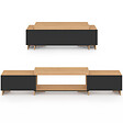 ID MARKET - Meuble TV extensible 140-240 cm VLAD 2 portes bois et noir - vignette