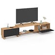 ID MARKET - Meuble TV extensible 140-240 cm VLAD 2 portes bois et noir - vignette