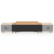 ID MARKET - Meuble TV extensible 140-240 cm VLAD 2 portes bois et noir - vignette