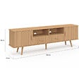 ID MARKET - Meuble TV 180 cm JULIETTE 2 portes et 2 tiroirs lattes tasseau bois coloris chêne - vignette