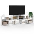 ID MARKET - Meuble TV combiné 3 pièces modulables LEONARD pour salon chambre et bureau, 140-205 x 30 x 43 cm - vignette