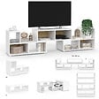 ID MARKET - Meuble TV combiné 3 pièces modulables LEONARD pour salon chambre et bureau, 140-205 x 30 x 43 cm - vignette