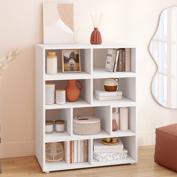 ID MARKET - Meuble TV combiné 3 pièces modulables LEONARD pour salon chambre et bureau, 140-205 x 30 x 43 cm - large