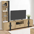 ID MARKET - Ensemble meuble TV avec étagères et placard 200 cm PHOENIX bois et noir - vignette
