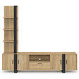 ID MARKET - Ensemble meuble TV avec étagères et placard 200 cm PHOENIX bois et noir - vignette
