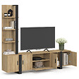 ID MARKET - Ensemble meuble TV avec étagères et placard 200 cm PHOENIX bois et noir - vignette