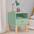 ID MARKET - Table de chevet enfant JACOB 1 tiroir + 1 niche vert d'eau et bois - vignette