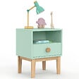 ID MARKET - Table de chevet enfant JACOB 1 tiroir + 1 niche vert d'eau et bois - vignette