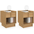 ID MARKET - Lot de 2 tables de chevet ROSIE 1 tiroir et 1 niche façon hêtre design minimaliste - vignette