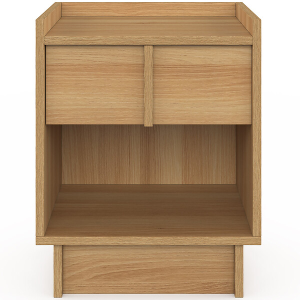 ID MARKET - Lot de 2 tables de chevet ROSIE 1 tiroir et 1 niche façon hêtre design minimaliste - large