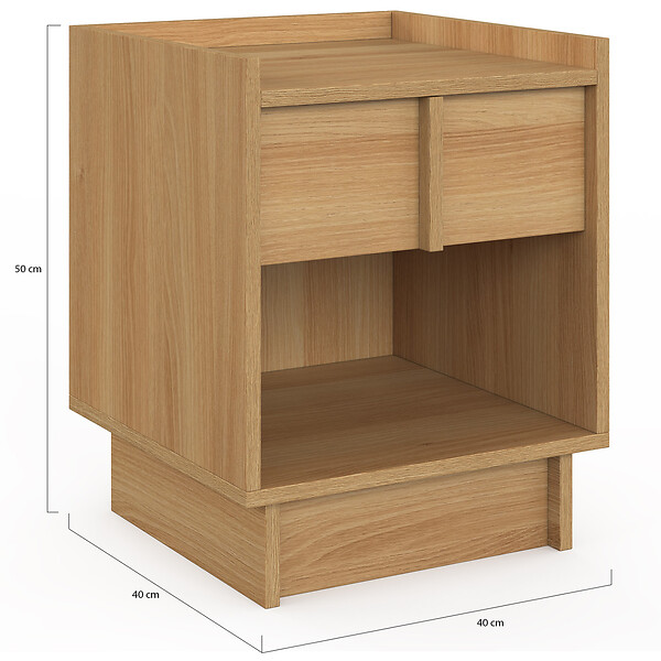 ID MARKET - Lot de 2 tables de chevet ROSIE 1 tiroir et 1 niche façon hêtre design minimaliste - large