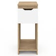 ID MARKET - Lot de 2 tables de chevet étroites ANOUK 1 tiroir avec niche bois façon hêtre et blanc - vignette