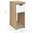 ID MARKET - Lot de 2 tables de chevet étroites ANOUK 1 tiroir avec niche bois façon hêtre et blanc - vignette