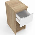 ID MARKET - Lot de 2 tables de chevet étroites ANOUK 1 tiroir avec niche bois façon hêtre et blanc - vignette